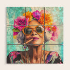 Joie De Vivre Ageless Style Flower Power Woman Portrait Wood Wall Art Gallery Image 1