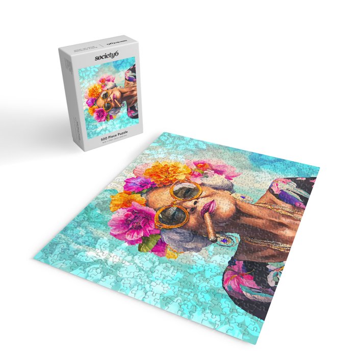 Joie De Vivre Ageless Style Flower Power Woman Portrait Jigsaw Puzzle Gallery Image 2