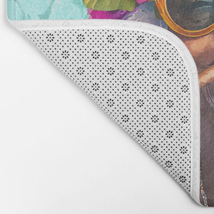 Joie De Vivre Ageless Style Flower Power Woman Portrait Bath Mat Gallery Image 2