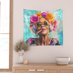 Joie De Vivre Ageless Style Flower Power Woman Portrait Wall Tapestry Gallery Image 2