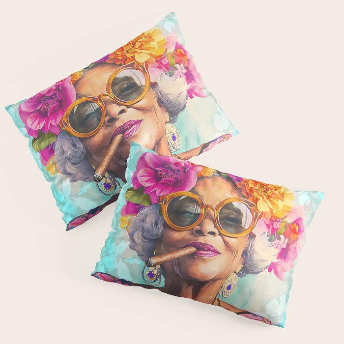 Joie De Vivre Ageless Style Flower Power Woman Portrait Pillow Sham Gallery Image 3
