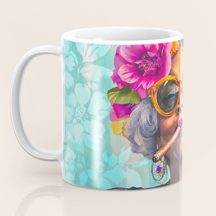 Joie De Vivre Ageless Style Flower Power Woman Portrait Coffee Mug Gallery Image 3