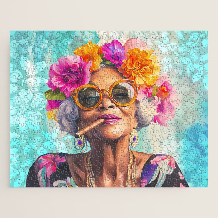 Joie De Vivre Ageless Style Flower Power Woman Portrait Jigsaw Puzzle Gallery Image 1