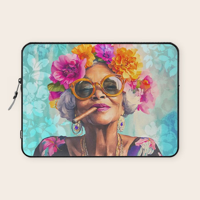 Joie De Vivre Ageless Style Flower Power Woman Portrait Laptop Sleeve Gallery Image 1