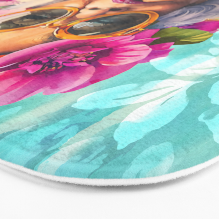 Joie De Vivre Ageless Style Flower Power Woman Portrait Bath Mat Gallery Image 3