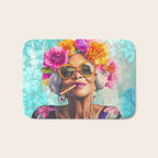 Joie De Vivre Ageless Style Flower Power Woman Portrait Bath Mat Gallery Image 1