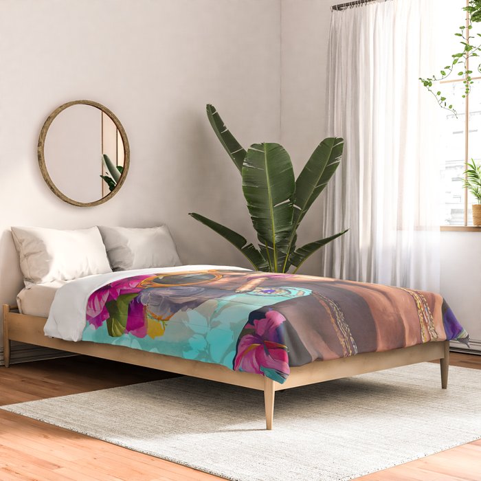 Joie De Vivre Ageless Style Flower Power Woman Portrait Comforter Gallery Image 2