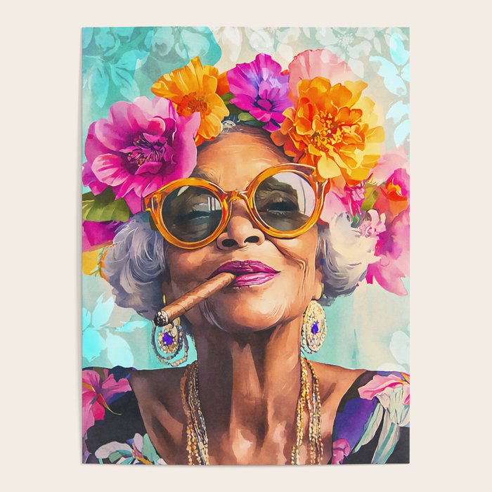 Joie De Vivre Ageless Style Flower Power Woman Portrait Poster Gallery Image 4