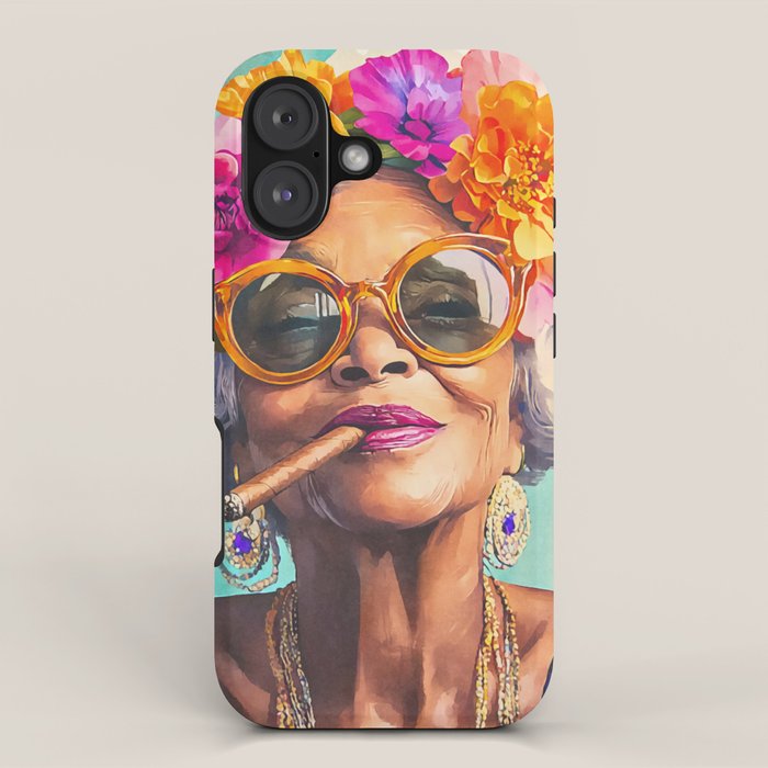 Joie De Vivre Ageless Style Flower Power Woman Portrait iPhone Case Gallery Image 1