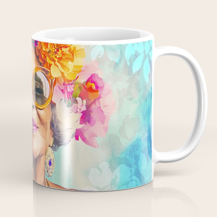 Joie De Vivre Ageless Style Flower Power Woman Portrait Coffee Mug Gallery Image 1