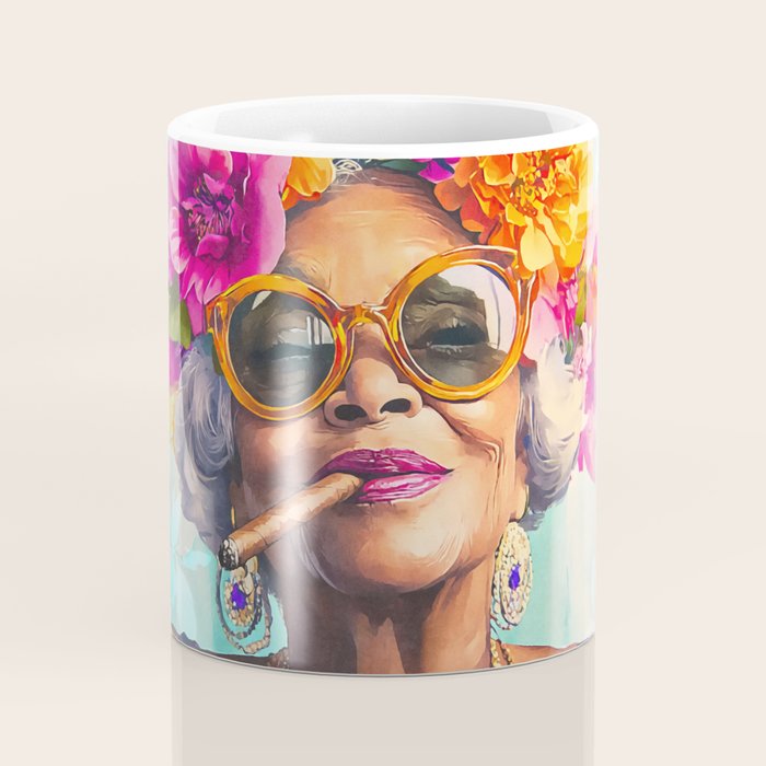 Joie De Vivre Ageless Style Flower Power Woman Portrait Coffee Mug Gallery Image 4