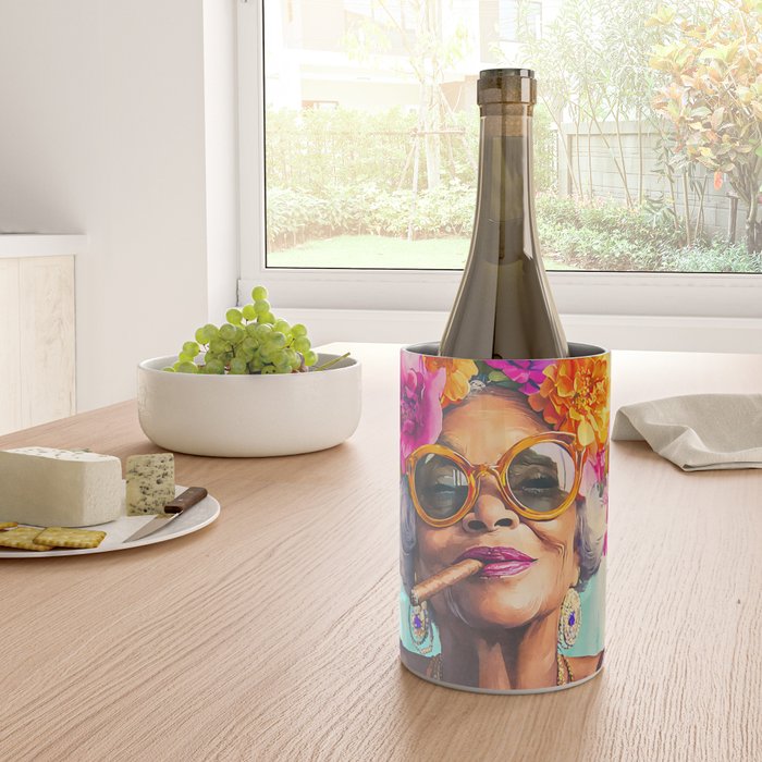 Joie De Vivre Ageless Style Flower Power Woman Portrait Wine Chiller Gallery Image 4