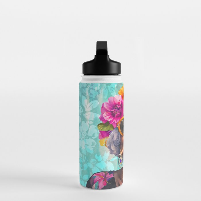Joie De Vivre Ageless Style Flower Power Woman Portrait Water Bottle Gallery Image 3