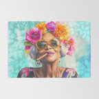 Joie De Vivre Ageless Style Flower Power Woman Portrait Rug Gallery Image 2
