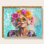 Joie De Vivre Ageless Style Flower Power Woman Portrait Serving Tray Gallery Image 1