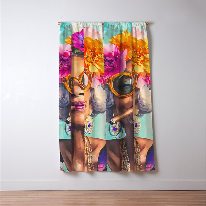 Joie De Vivre Ageless Style Flower Power Woman Portrait Window Curtain Gallery Image 3