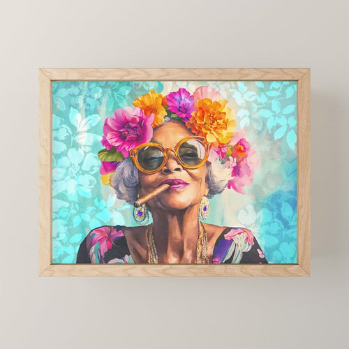 Joie De Vivre Ageless Style Flower Power Woman Portrait Mini Art Print