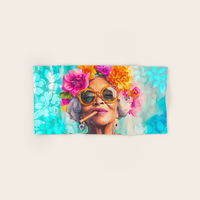 Joie De Vivre Ageless Style Flower Power Woman Portrait Bath Towel Gallery Image 1
