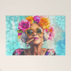 Joie De Vivre Ageless Style Flower Power Woman Portrait Welcome Mat Gallery Image 1