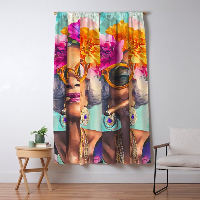 Joie De Vivre Ageless Style Flower Power Woman Portrait Window Curtain Gallery Image 5