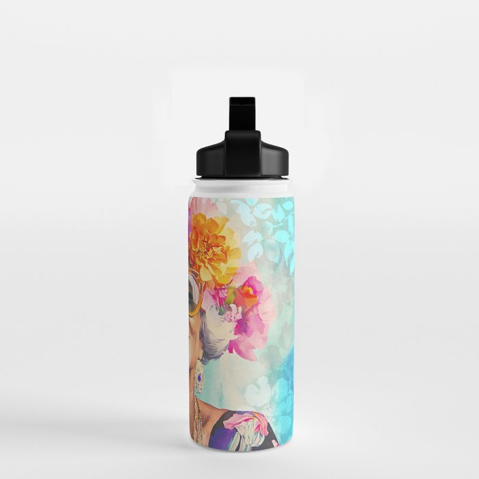 Joie De Vivre Ageless Style Flower Power Woman Portrait Water Bottle Gallery Image 2