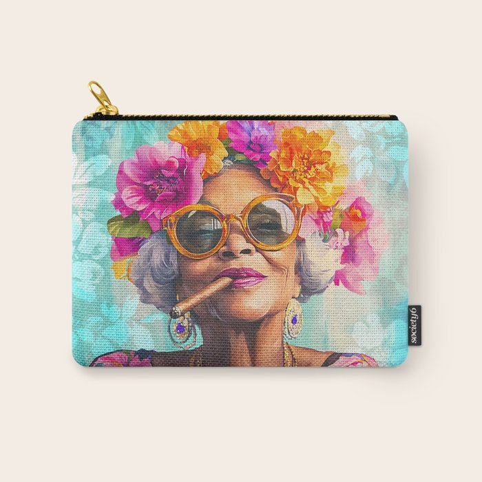 Joie De Vivre Ageless Style Flower Power Woman Portrait Carry All Pouch Gallery Image 1