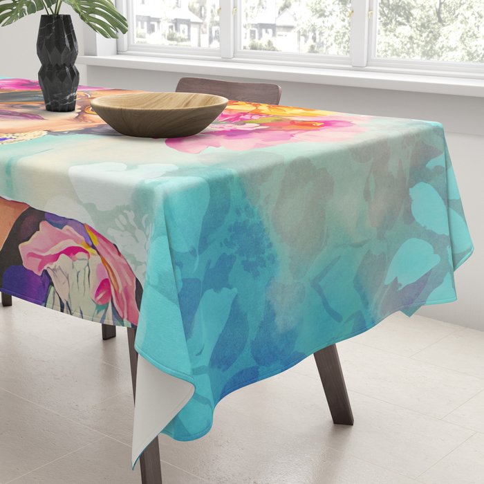 Joie De Vivre Ageless Style Flower Power Woman Portrait Tablecloth Gallery Image 3