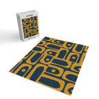 Mid Century Modern Abstract Piquet Multi Pattern in Dark Mustard and Navy Blue Jigsaw Puzzle Gallery Image 2