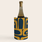 Mid Century Modern Abstract Piquet Multi Pattern in Dark Mustard and Navy Blue Wine Chiller Gallery Image 3