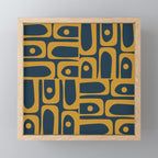 Mid Century Modern Abstract Piquet Multi Pattern in Dark Mustard and Navy Blue Mini Art Print Gallery Image 1