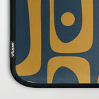 Mid Century Modern Abstract Piquet Multi Pattern in Dark Mustard and Navy Blue Laptop Sleeve Gallery Image 3