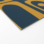 Mid Century Modern Abstract Piquet Multi Pattern in Dark Mustard and Navy Blue Welcome Mat Gallery Image 2