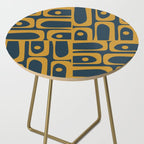 Mid Century Modern Abstract Piquet Multi Pattern in Dark Mustard and Navy Blue Side Table Gallery Image 2