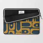 Mid Century Modern Abstract Piquet Multi Pattern in Dark Mustard and Navy Blue Laptop Sleeve Gallery Image 2