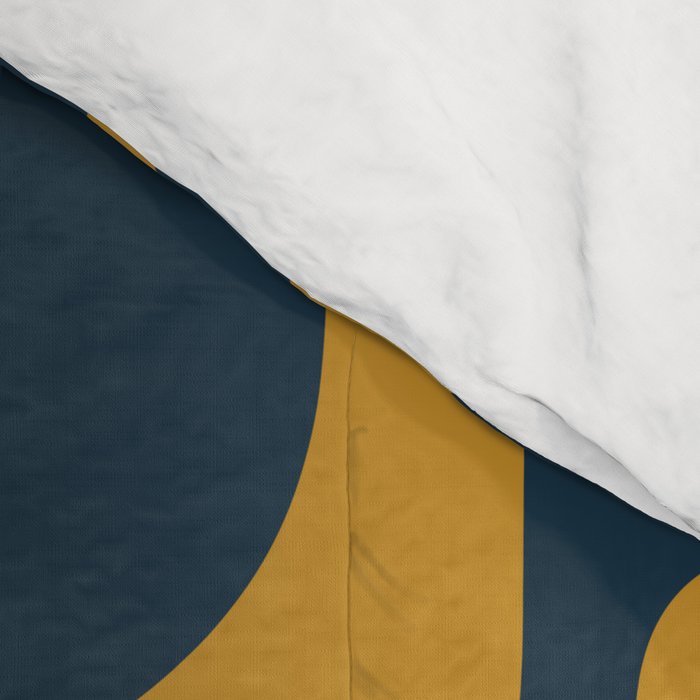 Mid Century Modern Abstract Piquet Multi Pattern in Dark Mustard and Navy Blue Comforter Gallery Image 4