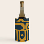 Mid Century Modern Abstract Piquet Multi Pattern in Dark Mustard and Navy Blue Wine Chiller Gallery Image 2