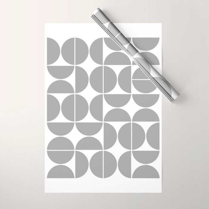 Mid Century Modern Geometric 04 Grey Wrapping Paper Gallery Image 1