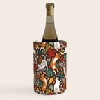Autumn joy // brown oak background cats dancing with many leaves in fall colors Wine Chiller Gallery Image 1
