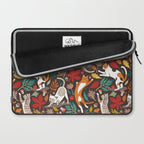 Autumn joy // brown oak background cats dancing with many leaves in fall colors Laptop Sleeve Gallery Image 2
