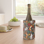 Autumn joy // brown oak background cats dancing with many leaves in fall colors Wine Chiller Gallery Image 4