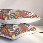 Autumn joy // brown oak background cats dancing with many leaves in fall colors Pillow Sham Gallery Image 3
