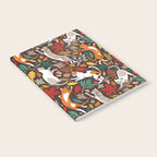 Autumn joy // brown oak background cats dancing with many leaves in fall colors Notebook Gallery Image 2