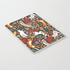 Autumn joy // brown oak background cats dancing with many leaves in fall colors Notebook Gallery Image 3