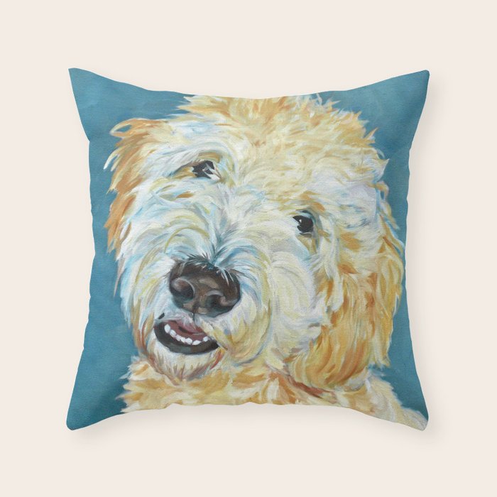 Stanley the Goldendoodle Dog Portrait Throw Pillow Gallery Image 6