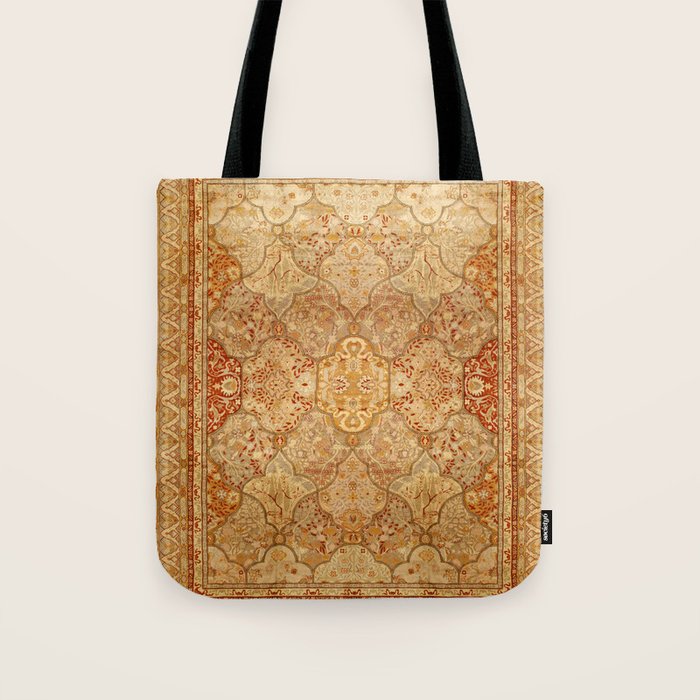 Oversized Antique Turkish Oushak Rug Print Tote Bag Gallery Image 1