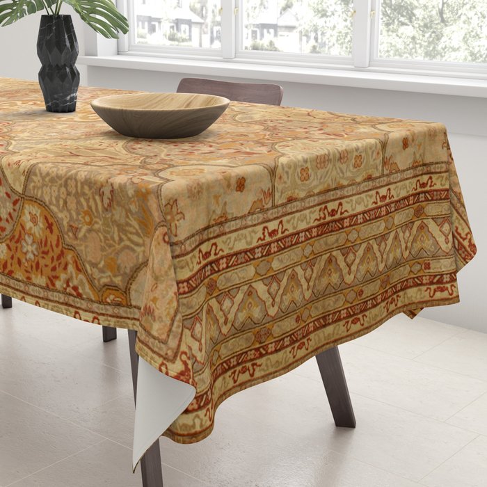 Oversized Antique Turkish Oushak Rug Print Tablecloth Gallery Image 3