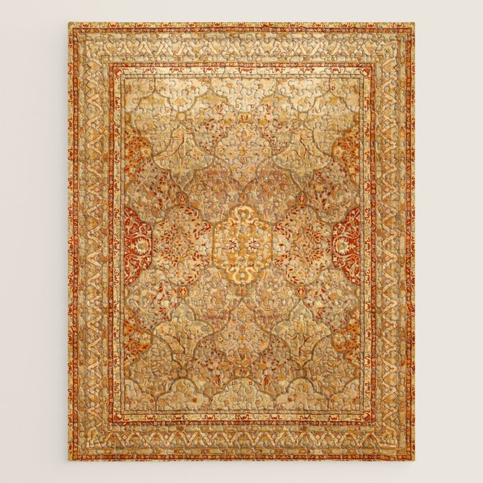 Oversized Antique Turkish Oushak Rug Print Jigsaw Puzzle Gallery Image 1