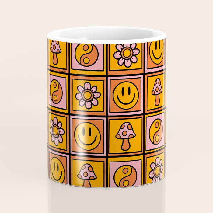 Vintage Granny Square Print Coffee Mug Gallery Image 4
