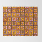 Vintage Granny Square Print Throw Blanket Gallery Image 2