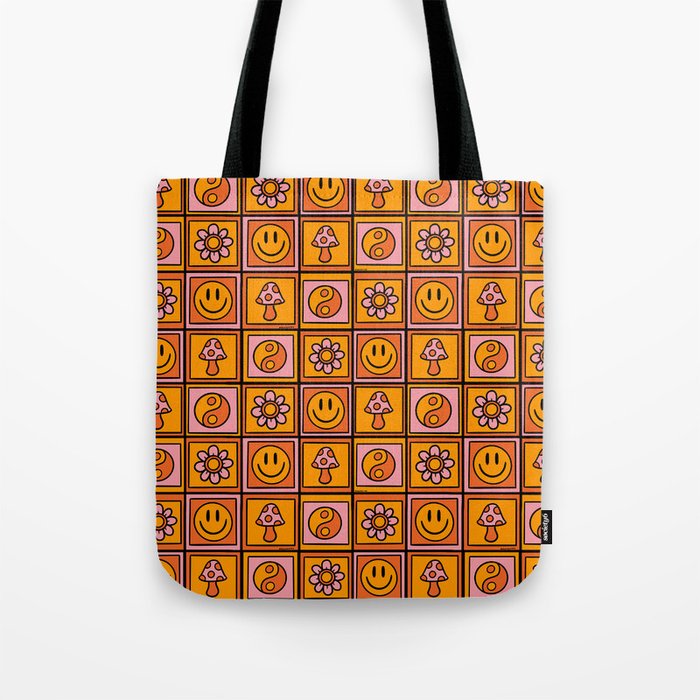 Vintage Granny Square Print Tote Bag Gallery Image 1